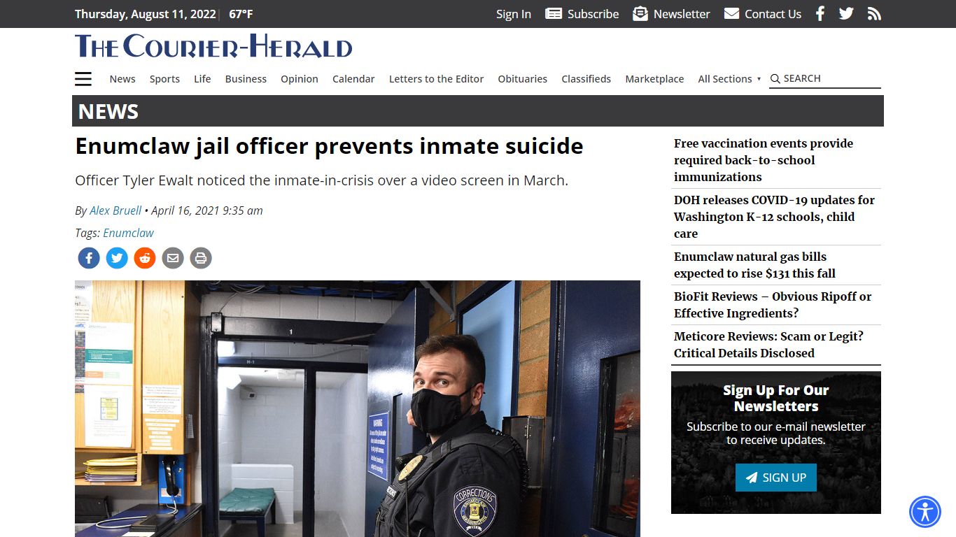 Enumclaw jail officer prevents inmate suicide | Courier-Herald